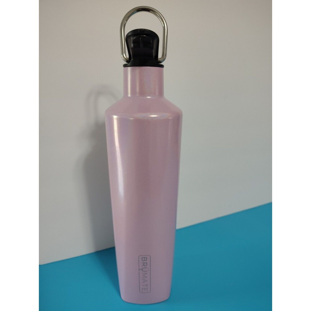 BruMate Reusable Water Bottle Pink 22 Oz Carry Handle Flip Top Lid Glitter Pink